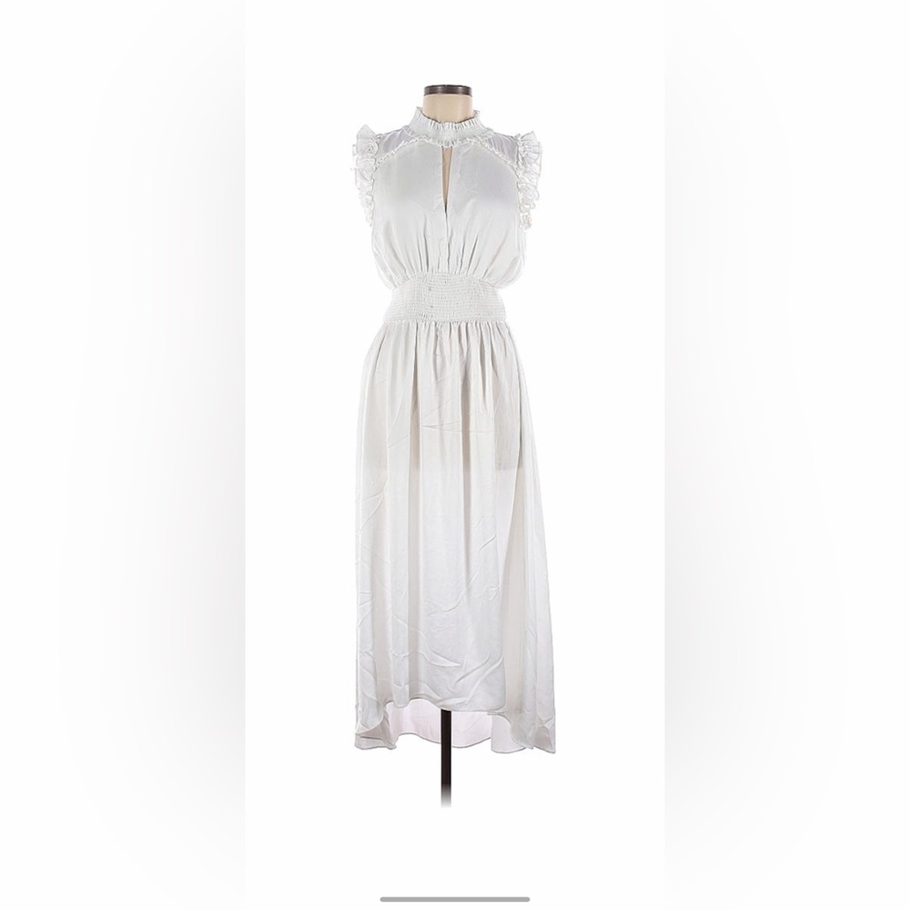 Feminine, white dress.  Medium.